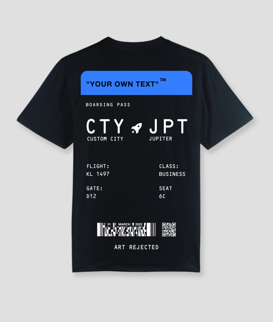 Boarding pass shirt black blue - Art Rejected