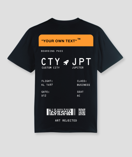 Boarding pass shirt black orange - Art Rejected