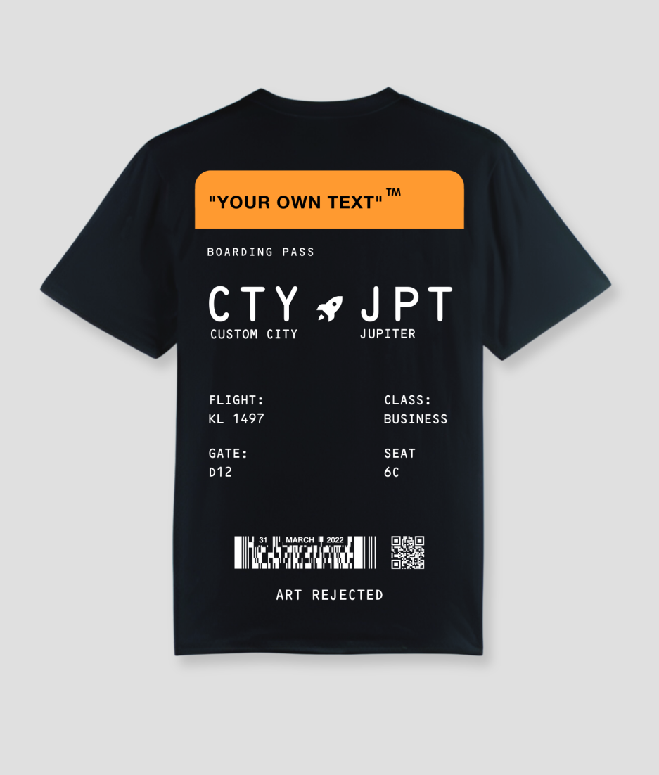 Boarding pass shirt black orange - Art Rejected