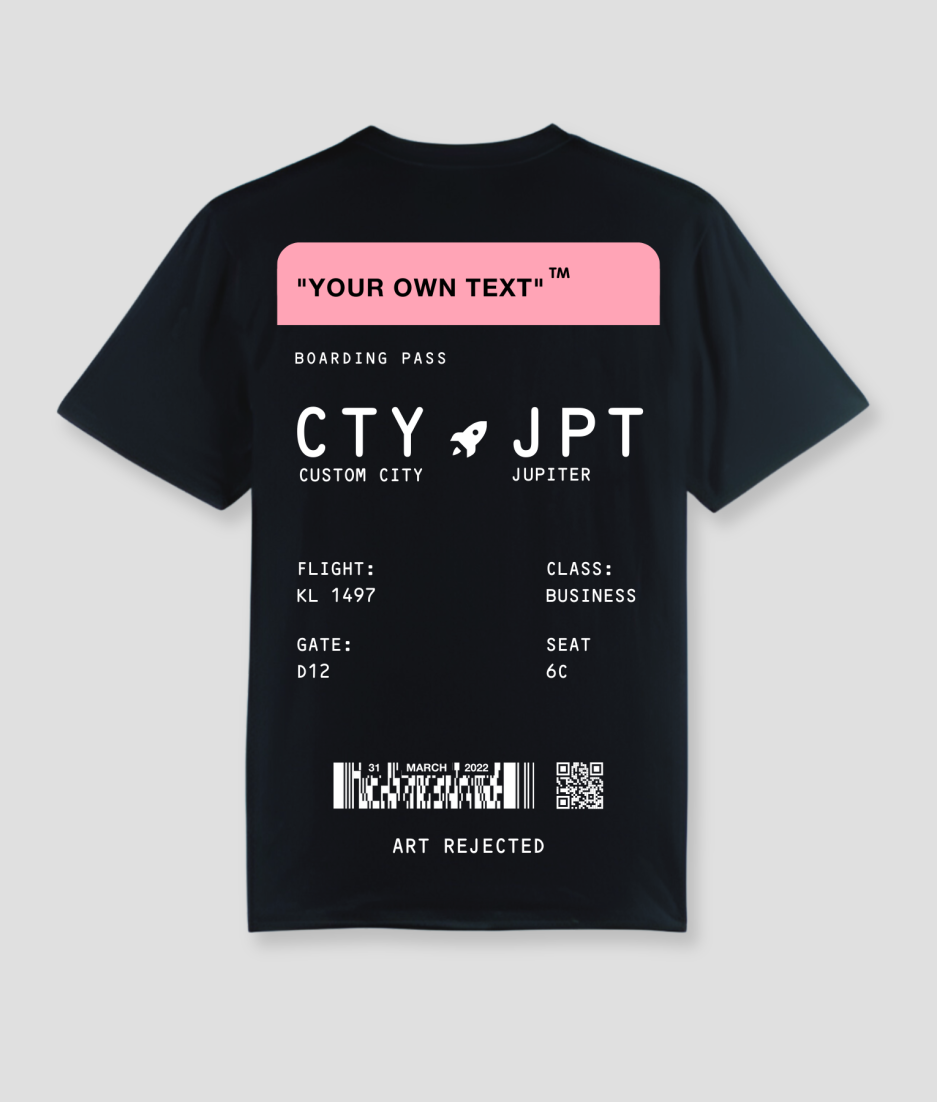 Boarding pass shirt black pink - Art Rejected