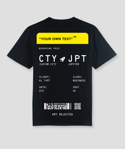 Boarding pass shirt black yellow - Art Rejected