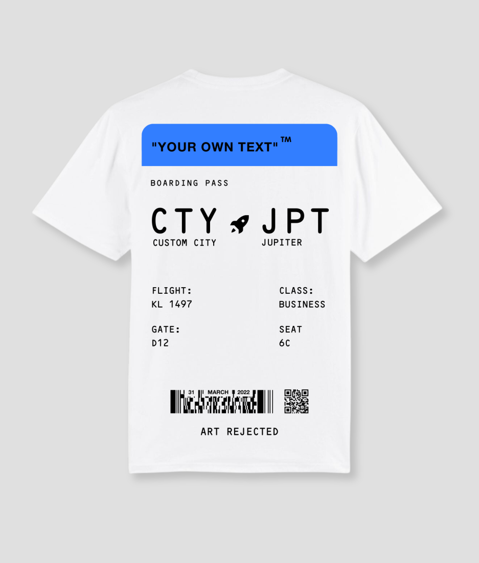 Boarding pass shirt white blue - Art Rejected