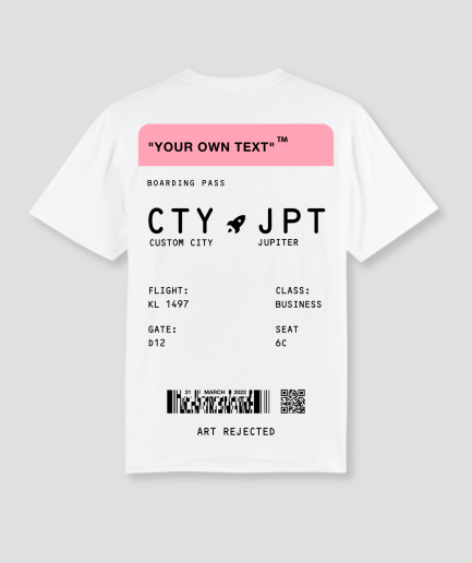 Boarding pass shirt white pink - Art Rejected
