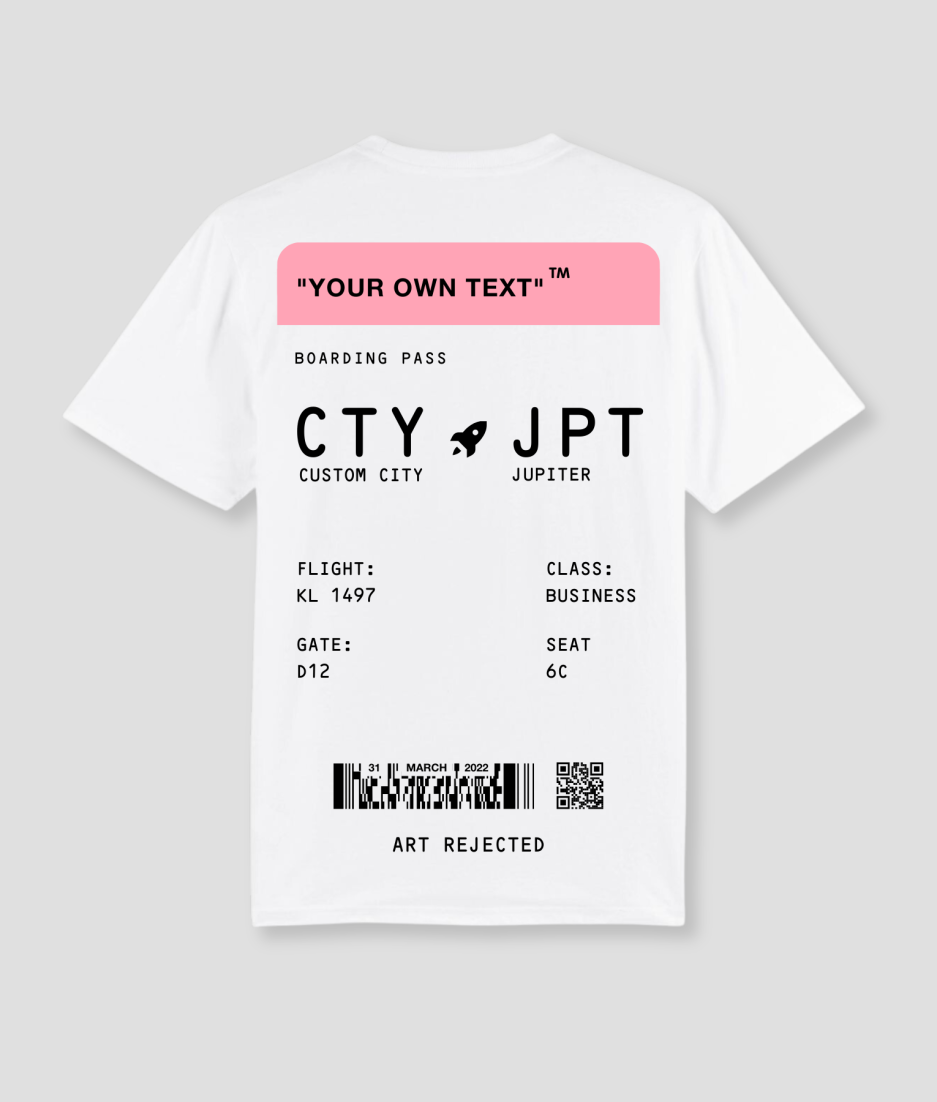 Boarding pass shirt white pink - Art Rejected