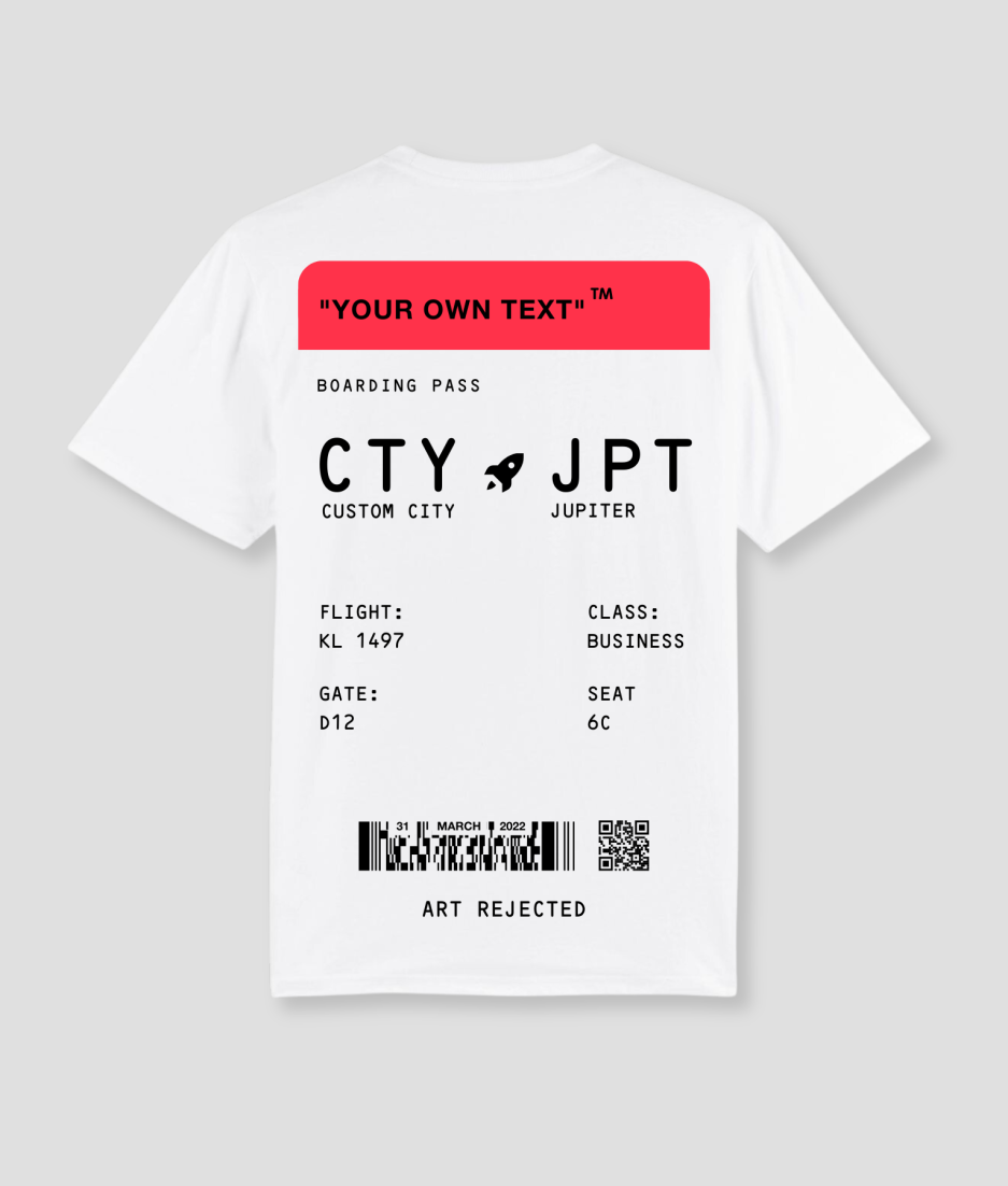 Boarding pass shirt white red - Art Rejected