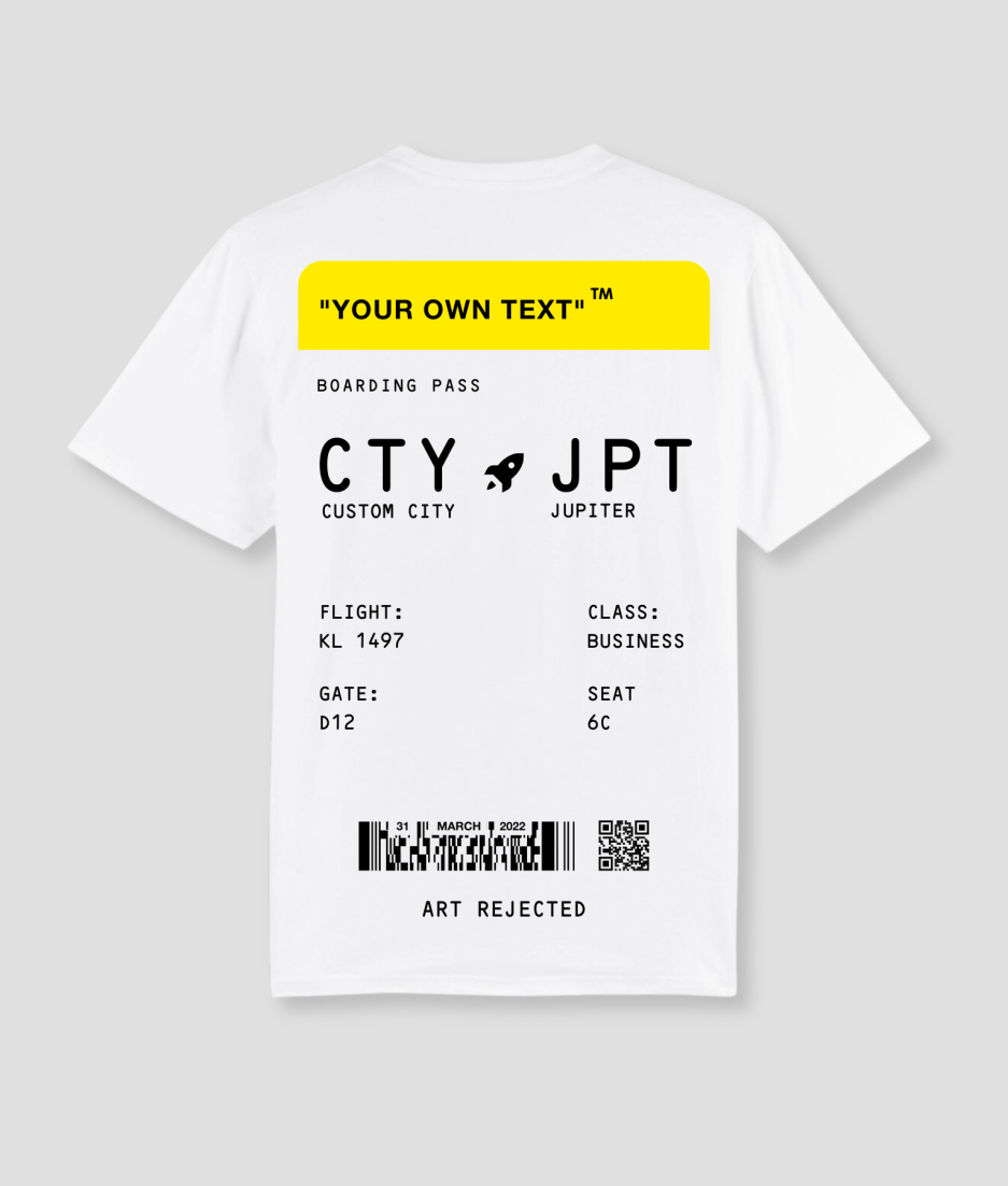 Boarding pass shirt white yellow - Art Rejected