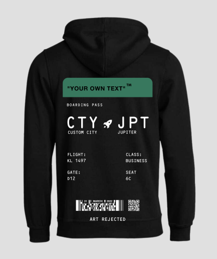 Boardingpass hoodie black green - festival attire clothing fashion