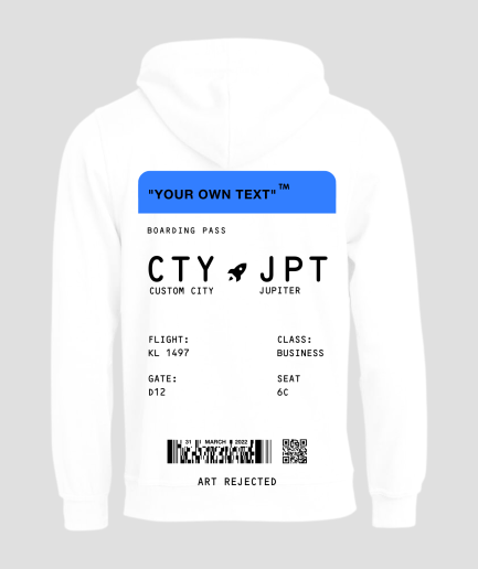 Boardingpass hoodie white blue - techno outfits