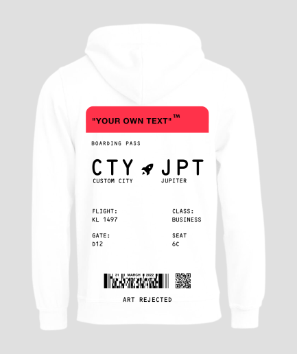 Boardingpass hoodie white - festival clothing boarding pass