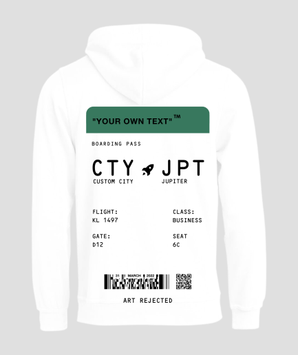 Boardingpass hoodie white green - festival merch and rave outfits