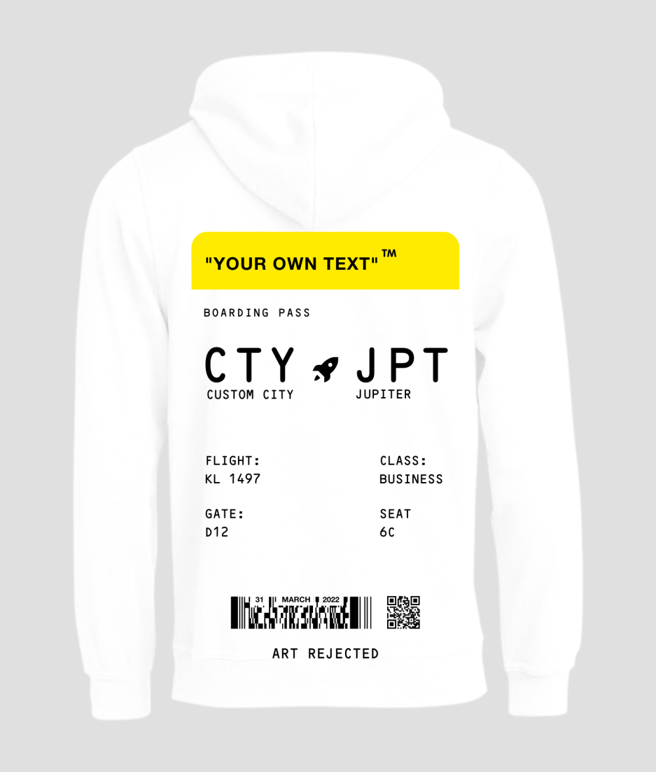 Boardingpass hoodie white yellow - ravenation festival