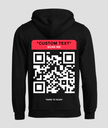 QR-code hoodie black - art rejected rave and fashion techno