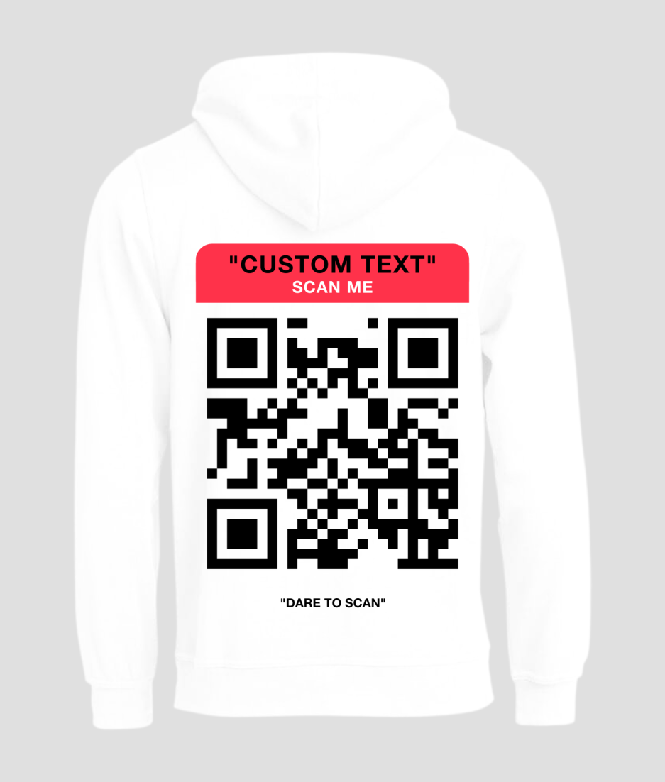 QR-code hoodie white - techno and rave hoodies