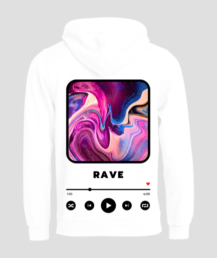 Rave hoodie white - festival outfits and hoodies